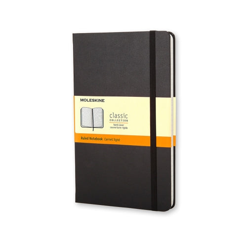Moleskine Notizbuch – A5 – liniert – 70 g/m² – Hardcover, Gummiband, Tasche, Schwarz