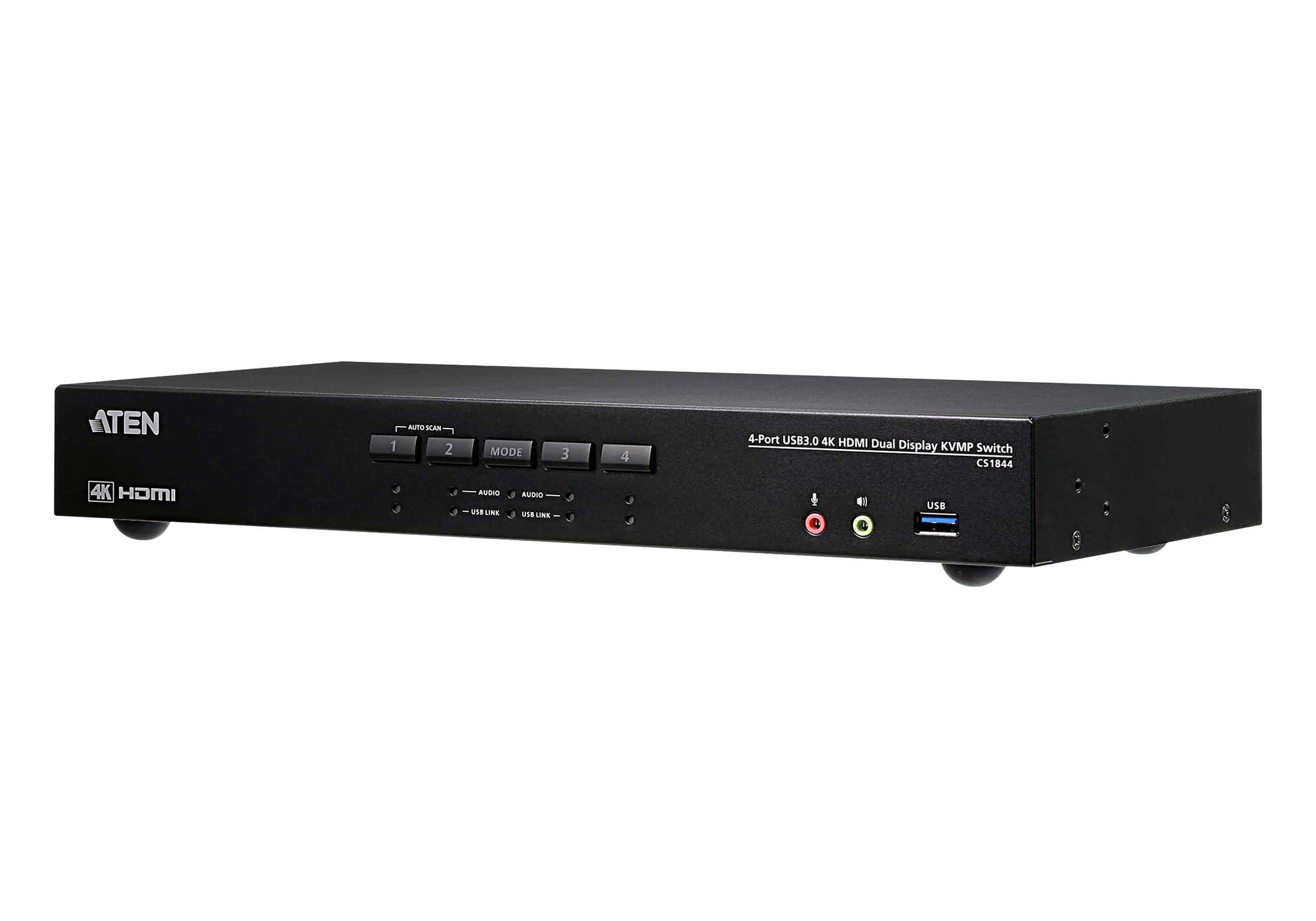 ATEN CS1844 – KVM-Switch (HDMI) – 4-Port Dual-View, 2×HDMI Konsole, USB-Hub 5 Gbit/s, 4K DCI 4096×2160 bei 60