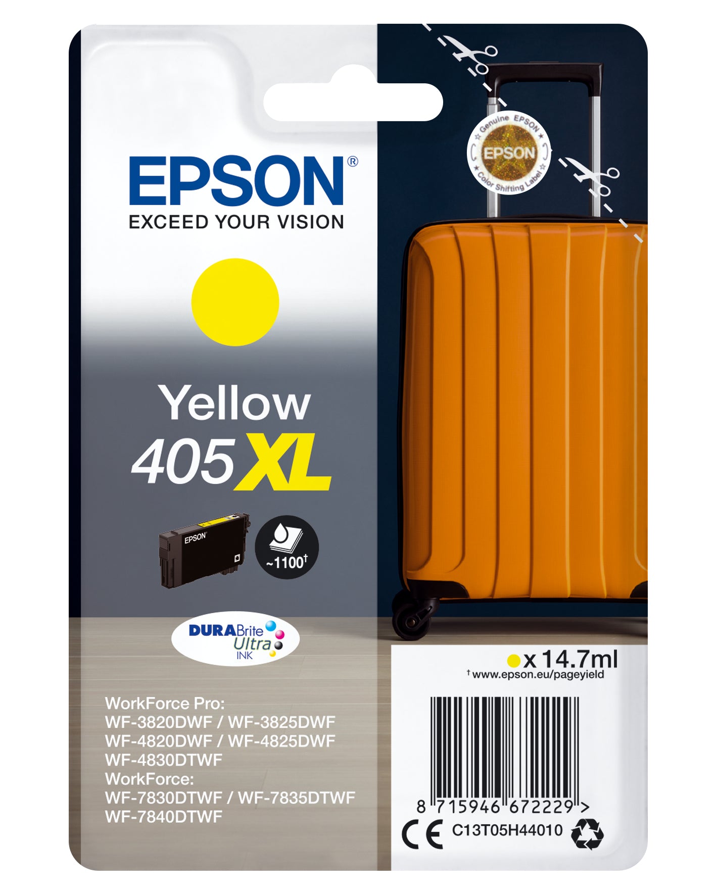Epson Tintenpatrone 405XL, Gelb, 14,7 ml – für Epson-Drucker