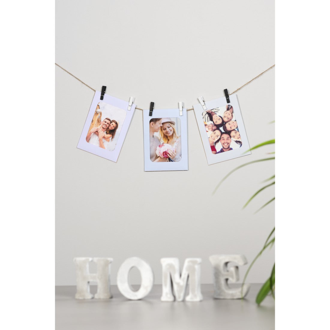 Hama Fotogirlande, Papier, sortiert, 10 × 15 cm, Länge 300 cm, mit Holzklammern – eco:plus
