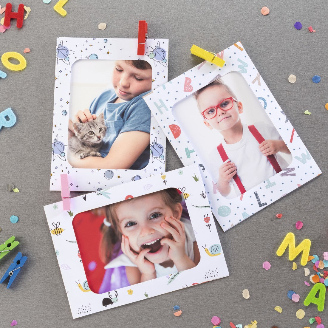 Hama Fotogirlande, Papier, sortiert, 10 × 15 cm, Länge 300 cm, mit Holzklammern – eco:plus