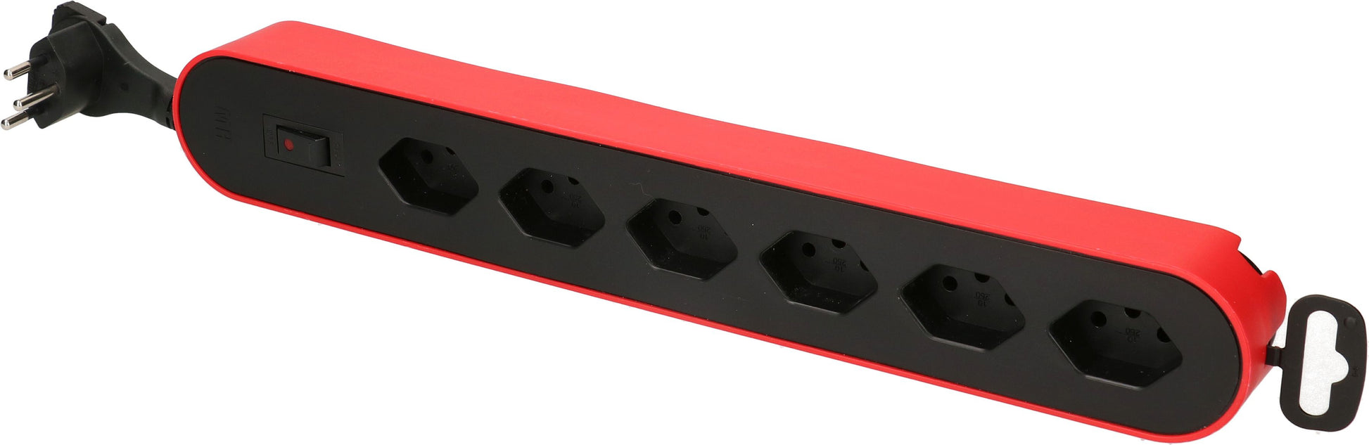 Max Hauri AG Max Hauri Design Line Steckdosenleiste, 6×T13, mit Schalter, 2,2 m, Eingang T13, Überstromschutz – Rot