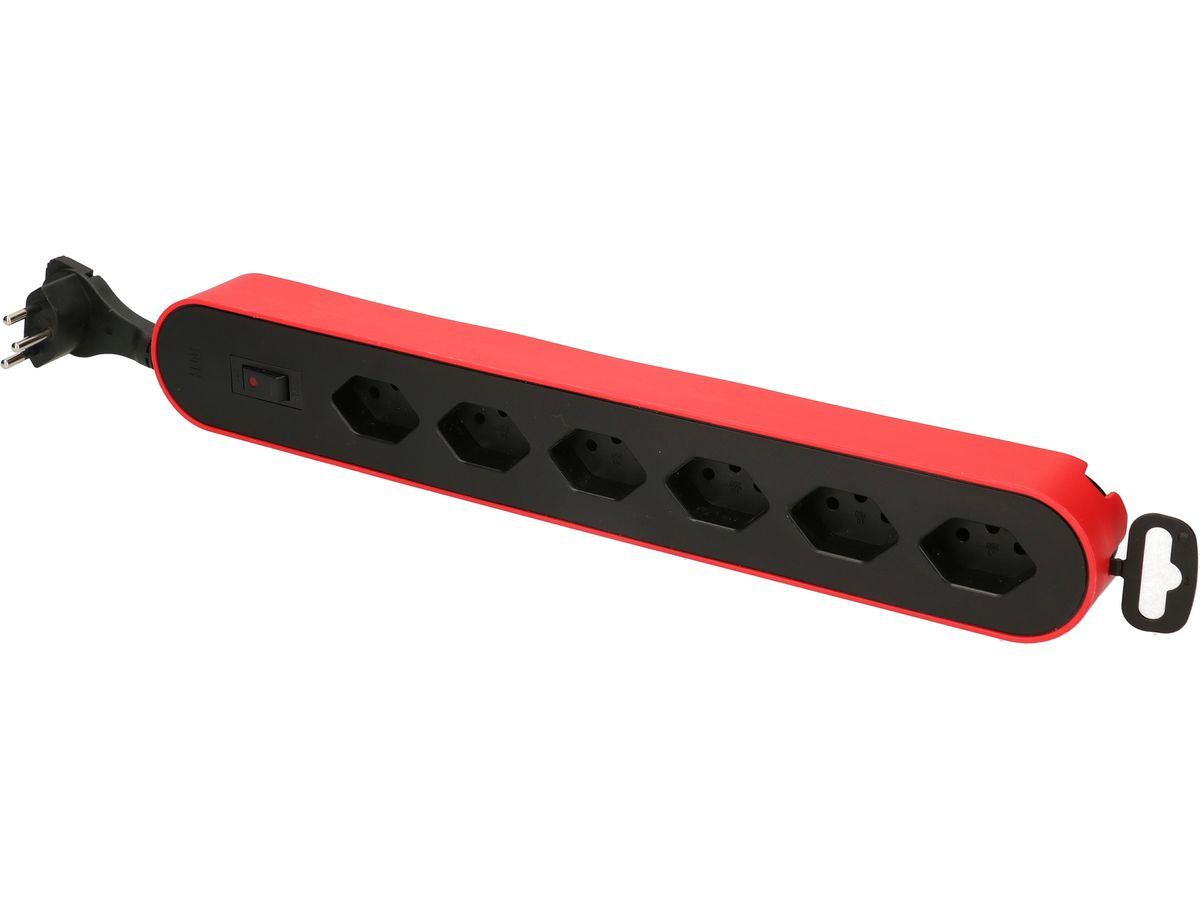 Max Hauri AG Max Hauri Design Line Steckdosenleiste, 6×T13, mit Schalter, 2,2 m, Eingang T13, Überstromschutz – Rot