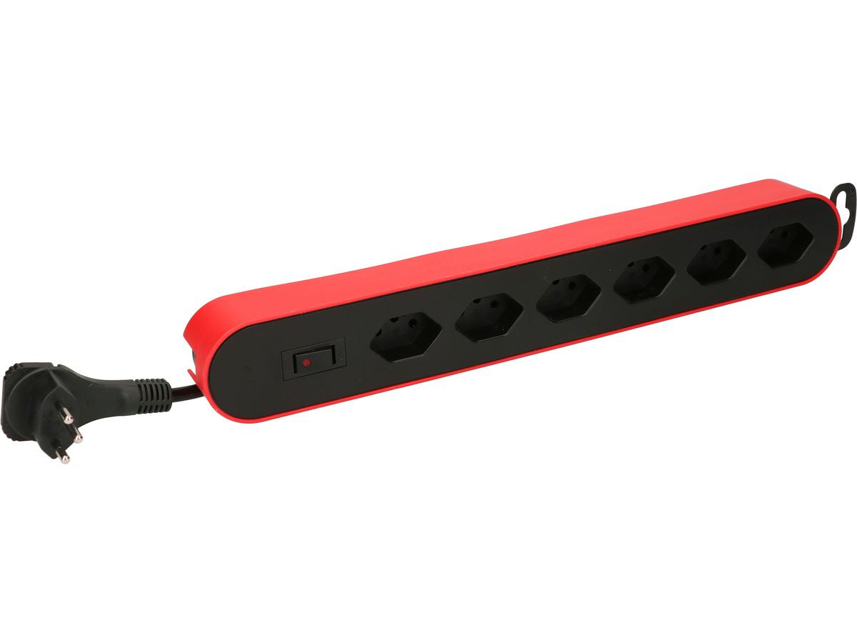 Max Hauri AG Max Hauri Design Line Steckdosenleiste, 6×T13, mit Schalter, 2,2 m, Eingang T13, Überstromschutz – Rot