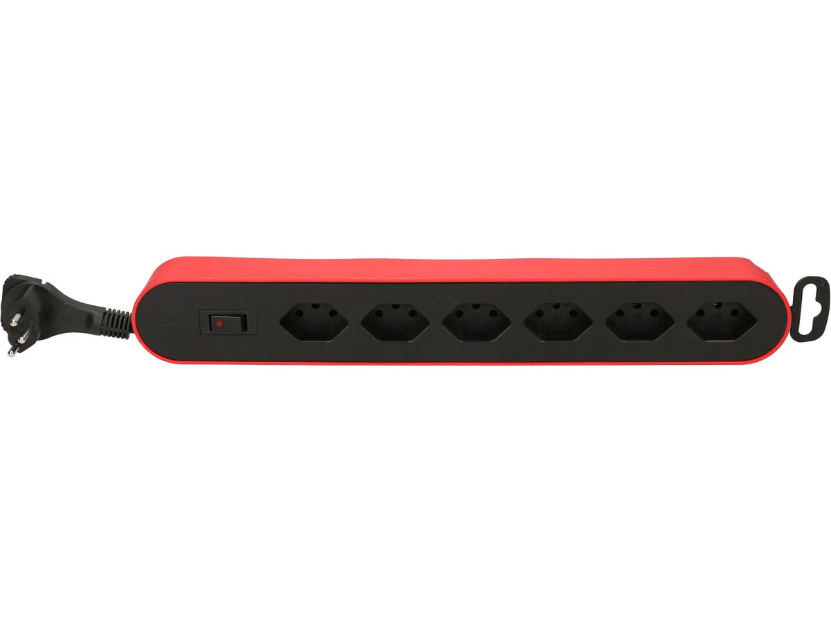 Max Hauri AG Max Hauri Design Line Steckdosenleiste, 6×T13, mit Schalter, 2,2 m, Eingang T13, Überstromschutz – Rot