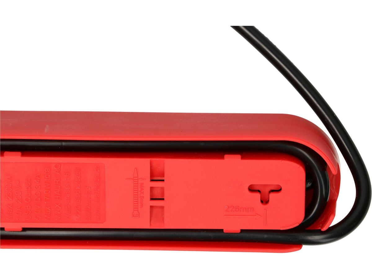 Max Hauri AG Max Hauri Design Line Steckdosenleiste, 6×T13, mit Schalter, 2,2 m, Eingang T13, Überstromschutz – Rot