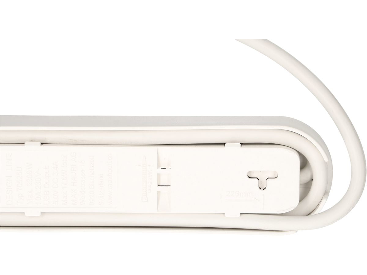 Max Hauri AG Max Hauri Design Line Steckdosenleiste, 6×T13, mit Schalter, 2,2 m, Eingang T13 – weiss