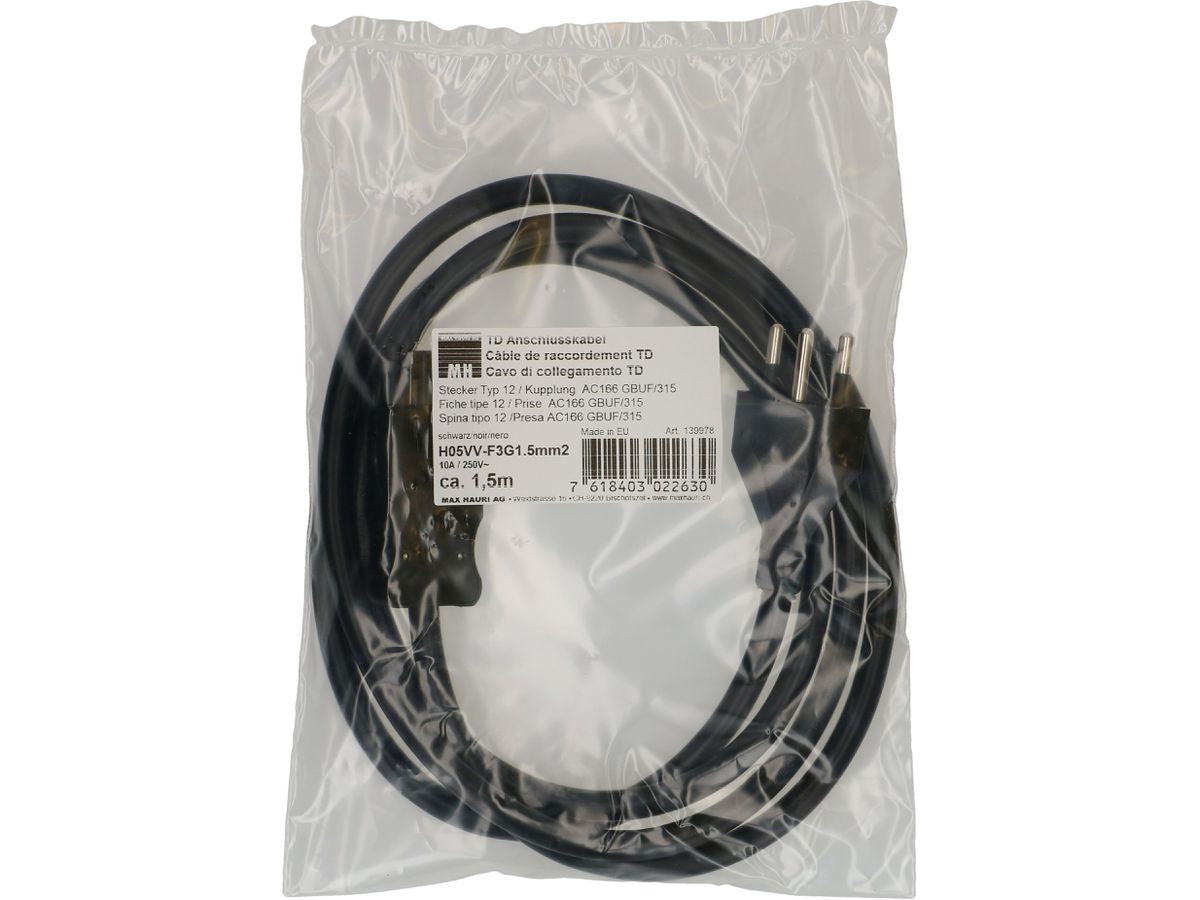 Max Hauri AG Max Hauri Adapterkabel, T12–GST18I3, 1,5 m, 1 mm² – schwarz