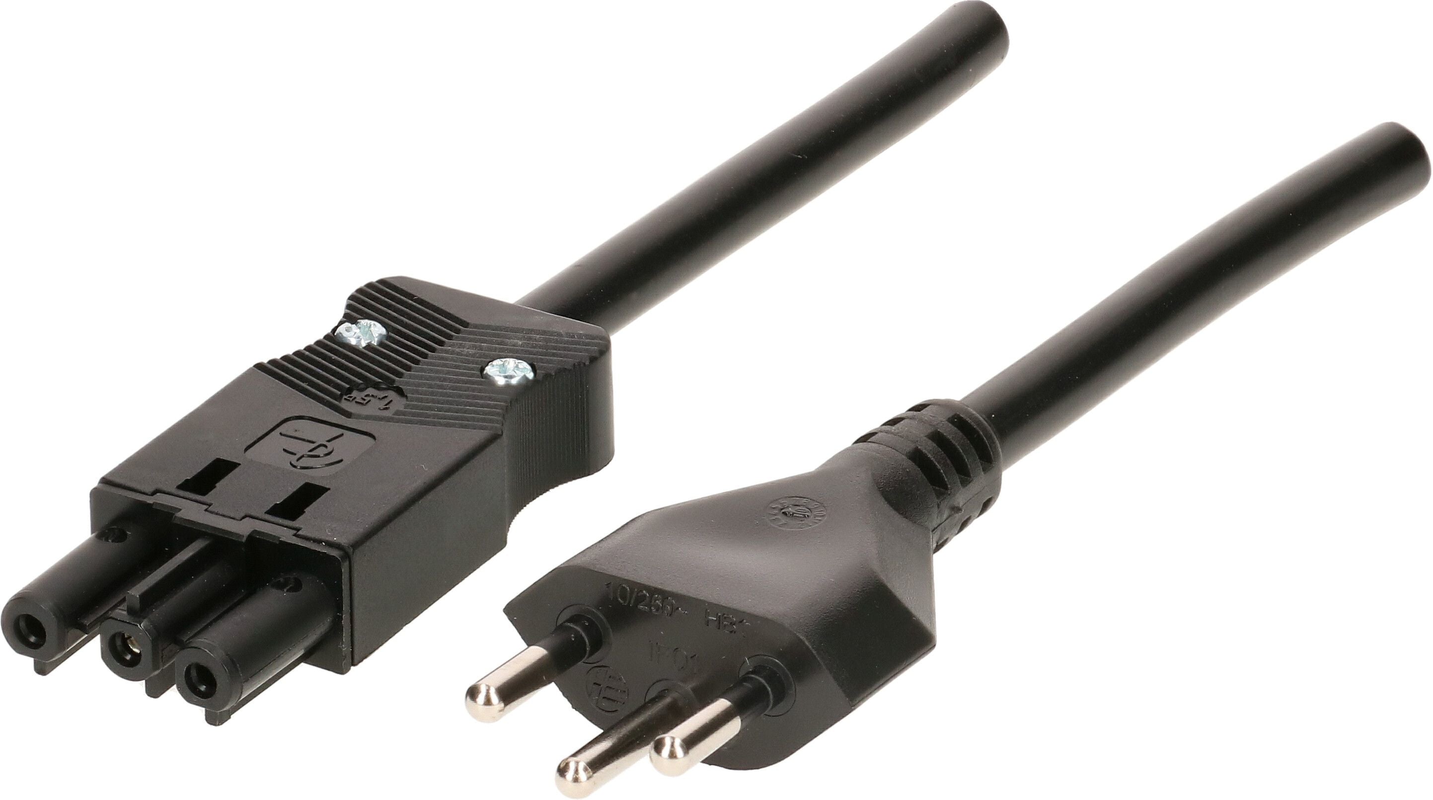 Max Hauri AG Netzkabel, T12 auf GST18I3, montiert, 10 m, Schwarz, 139975