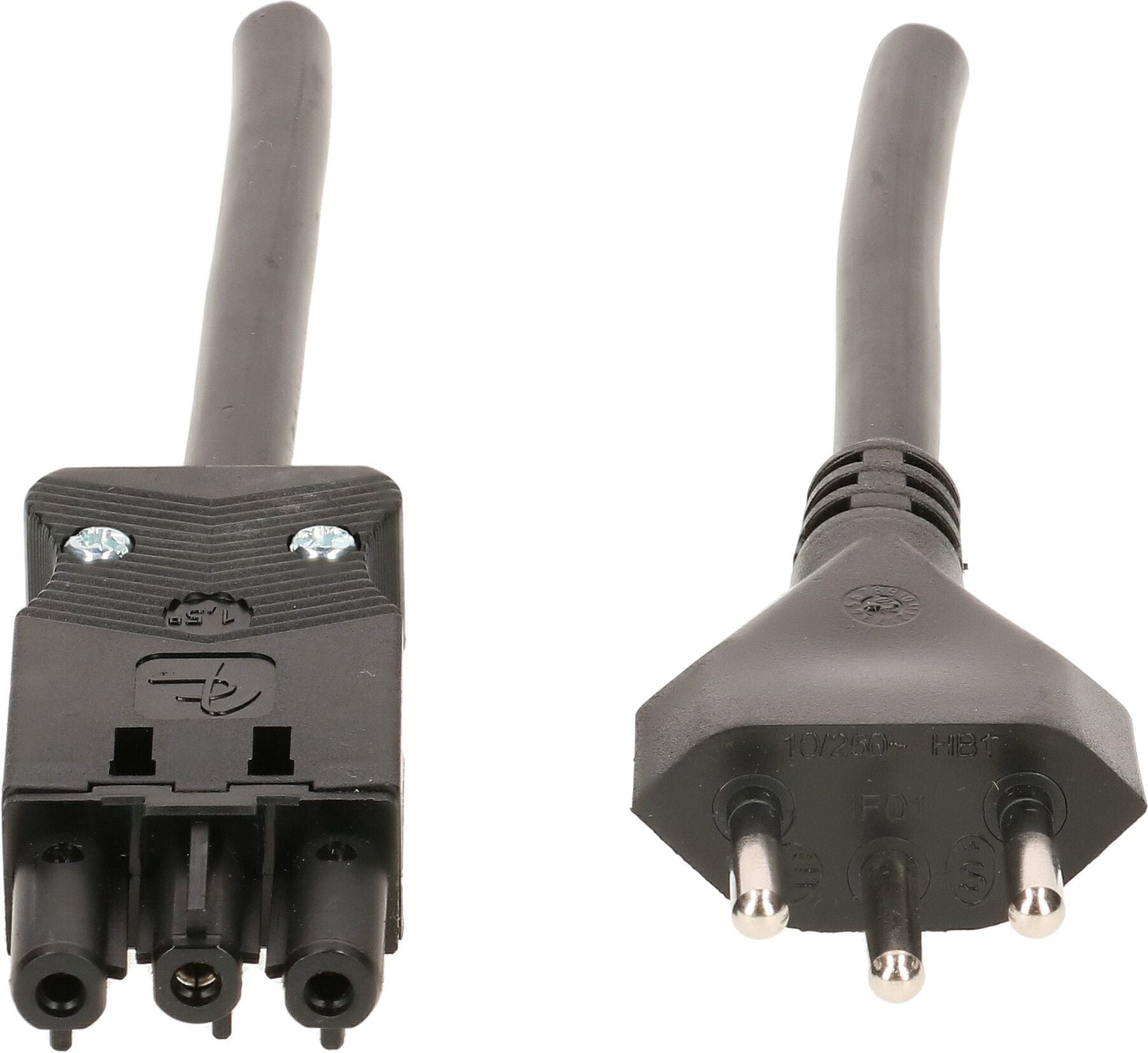 Max Hauri AG Netzkabel, T12 auf GST18I3, montiert, 10 m, Schwarz, 139975