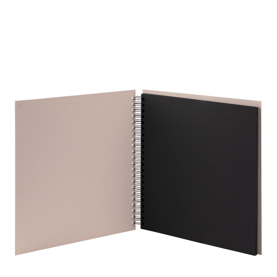 Rössler Fotobuch, Spiralbindung, 60 schwarze Seiten, 29 × 29 cm, Karton, Altrosa