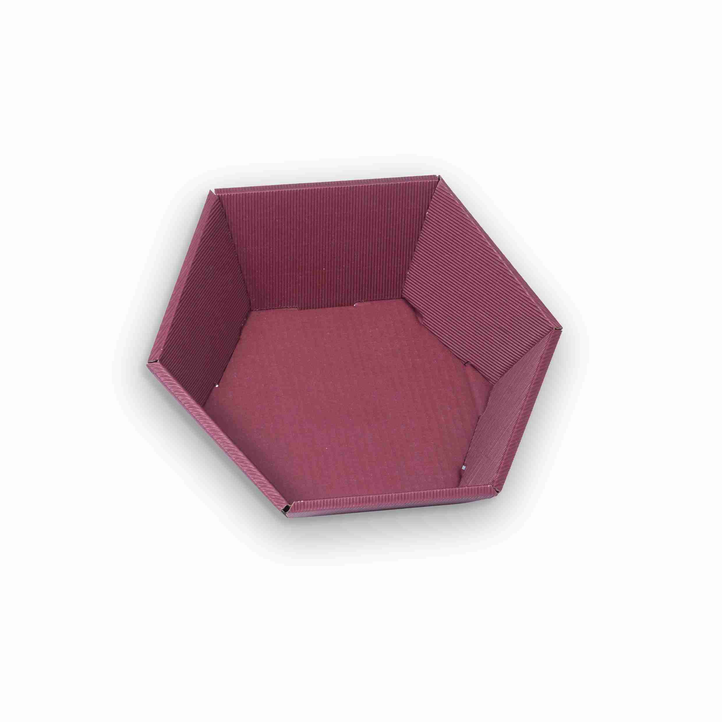 Model Geschenkkorb offene Welle weinrot – Innenmass 290 × 60 × 270 mm – Wellpappe – 1 Palette (600 Stk.)