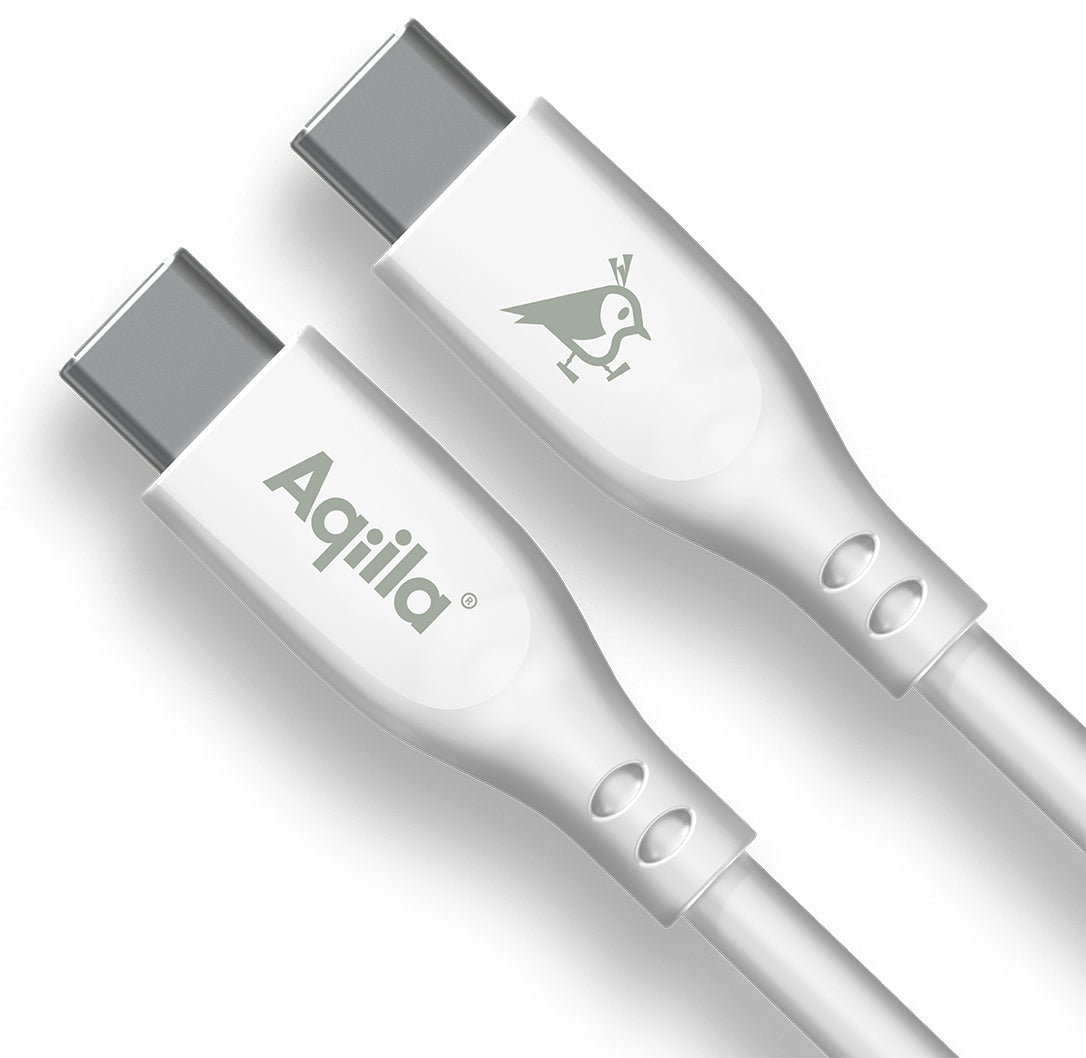 Aqiila USB-C auf USB-C Kabel – USB 2.0 (480 Mbit/s) – 1 m – PD 60 W – Silikon – Weiss