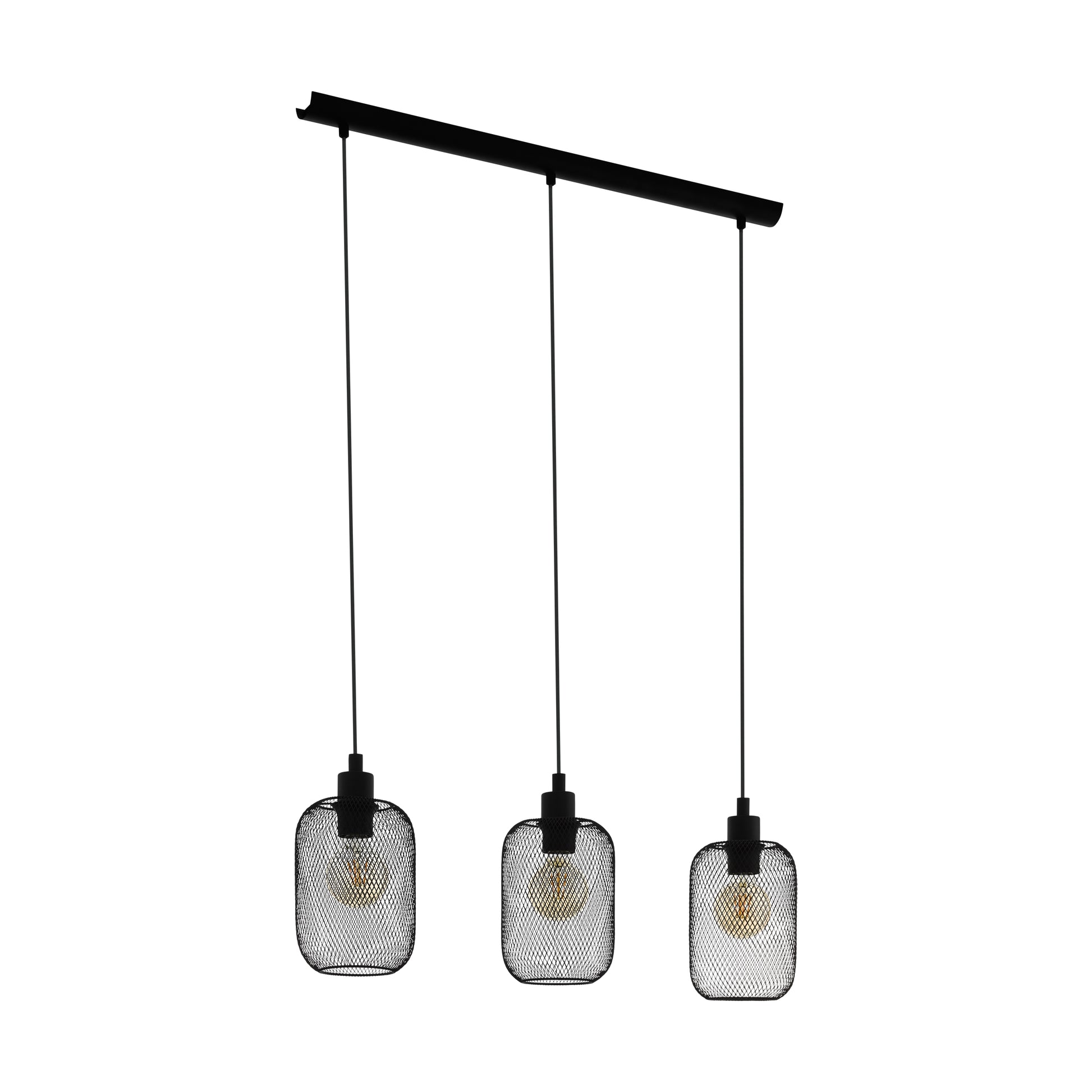 EGLO Wrington Hängeleuchte – 15 × 74 × 110 cm, 180 W, dimmbar, schwarz, 3-flammig, exkl. Leuchtmittel (E27)