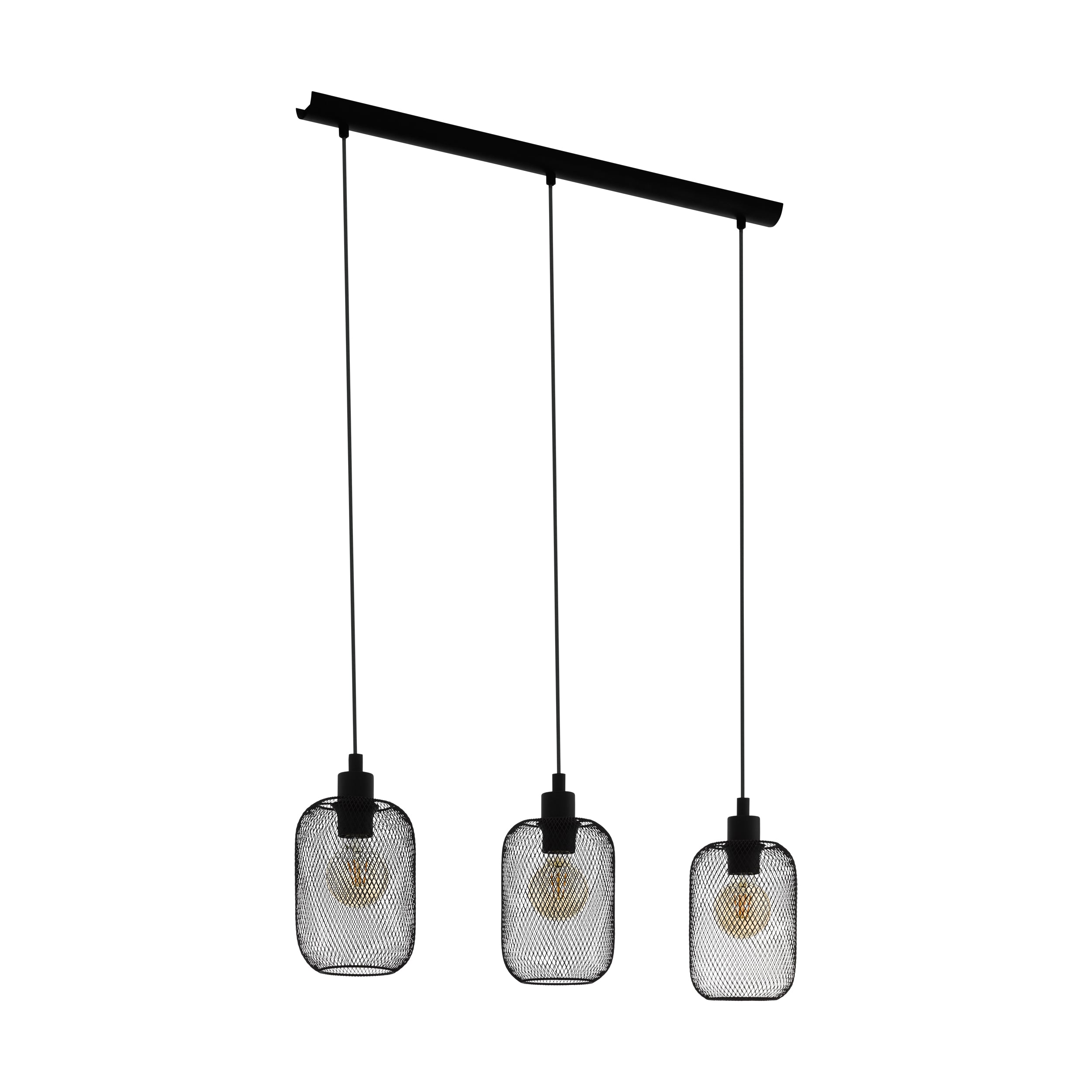 EGLO Wrington Hängeleuchte – 15 × 74 × 110 cm, 180 W, dimmbar, schwarz, 3-flammig, exkl. Leuchtmittel (E27)