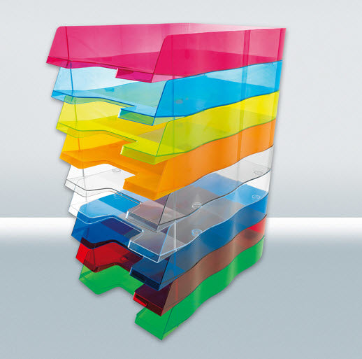 Styro Briefkorb – mit Beschriftungsfeld, glänzend, rauchtransparent, B 255 × H 62 × T 355 mm