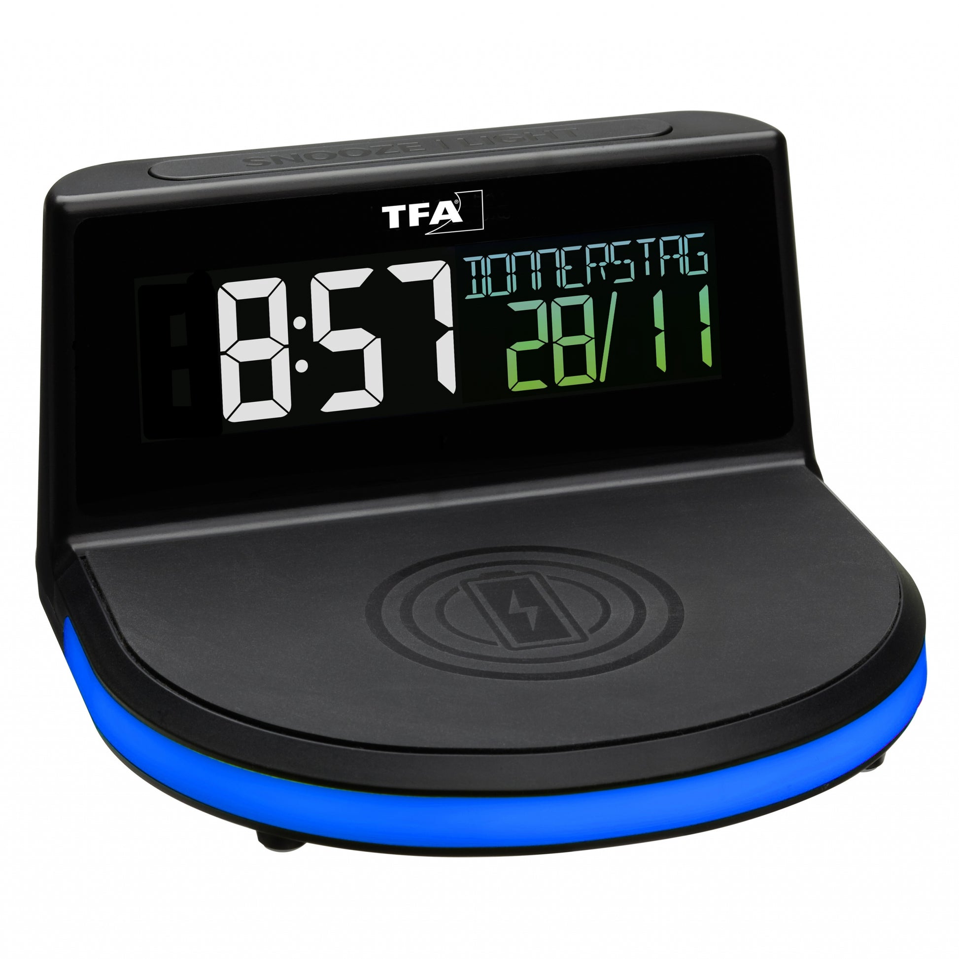 TFA-Dostmann TFA Dostmann Digitalwecker – Funk, Schlummerfunktion, Thermometer, USB, 13,6 × 7,2 × 12,6 cm, Schwarz