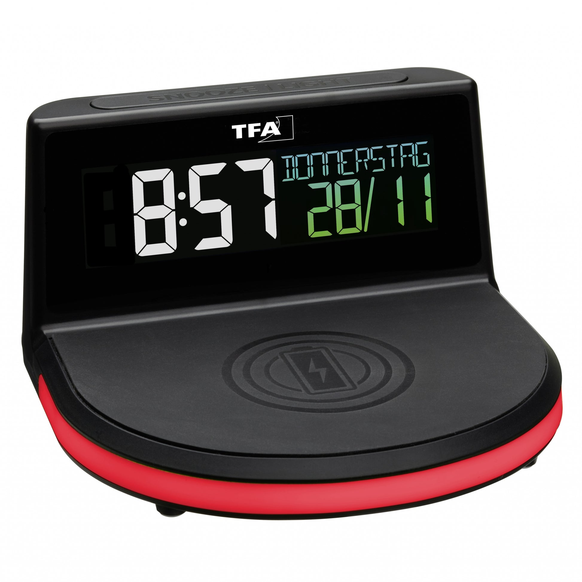 TFA-Dostmann TFA Dostmann Digitalwecker – Funk, Schlummerfunktion, Thermometer, USB, 13,6 × 7,2 × 12,6 cm, Schwarz
