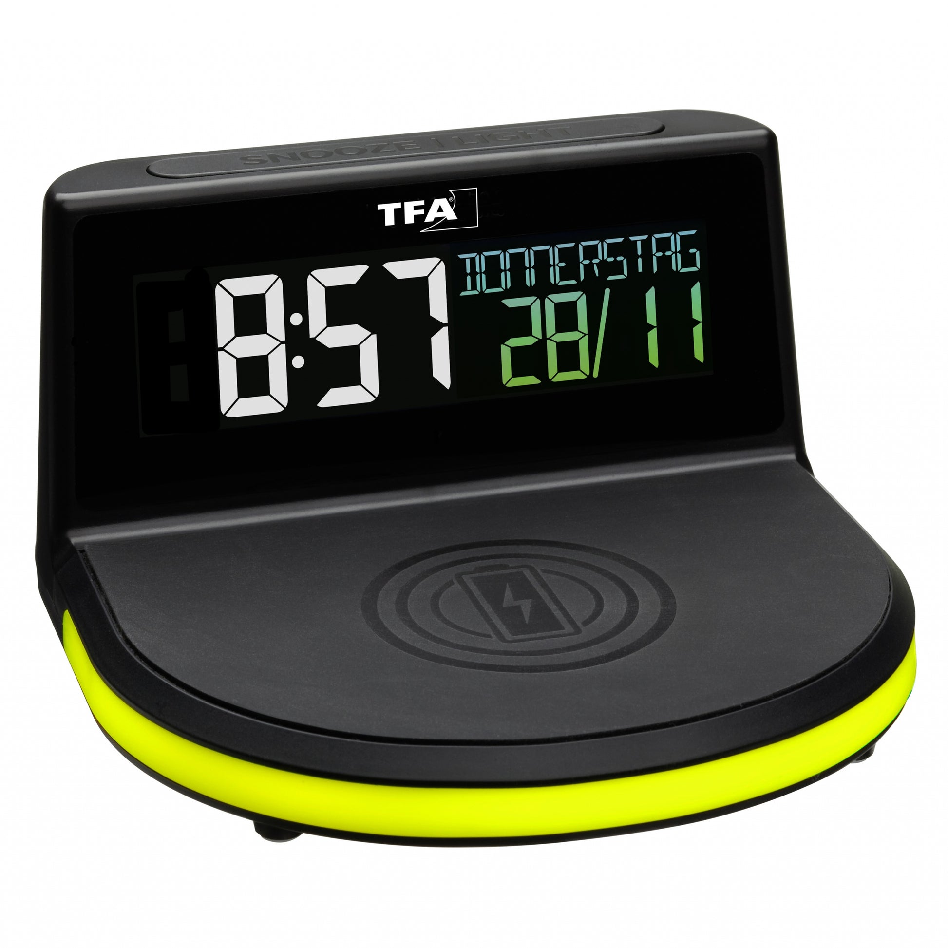 TFA-Dostmann TFA Dostmann Digitalwecker – Funk, Schlummerfunktion, Thermometer, USB, 13,6 × 7,2 × 12,6 cm, Schwarz