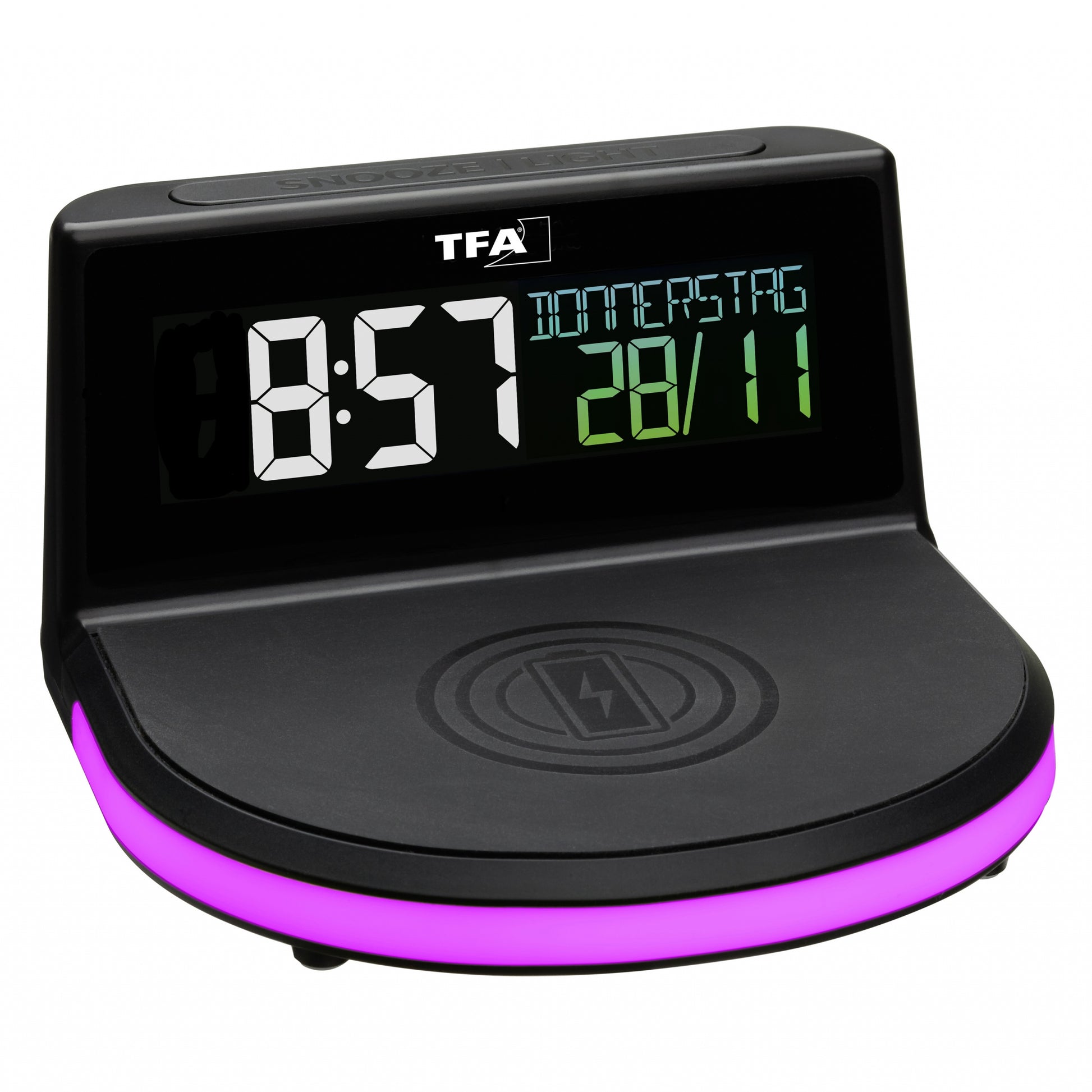 TFA-Dostmann TFA Dostmann Digitalwecker – Funk, Schlummerfunktion, Thermometer, USB, 13,6 × 7,2 × 12,6 cm, Schwarz