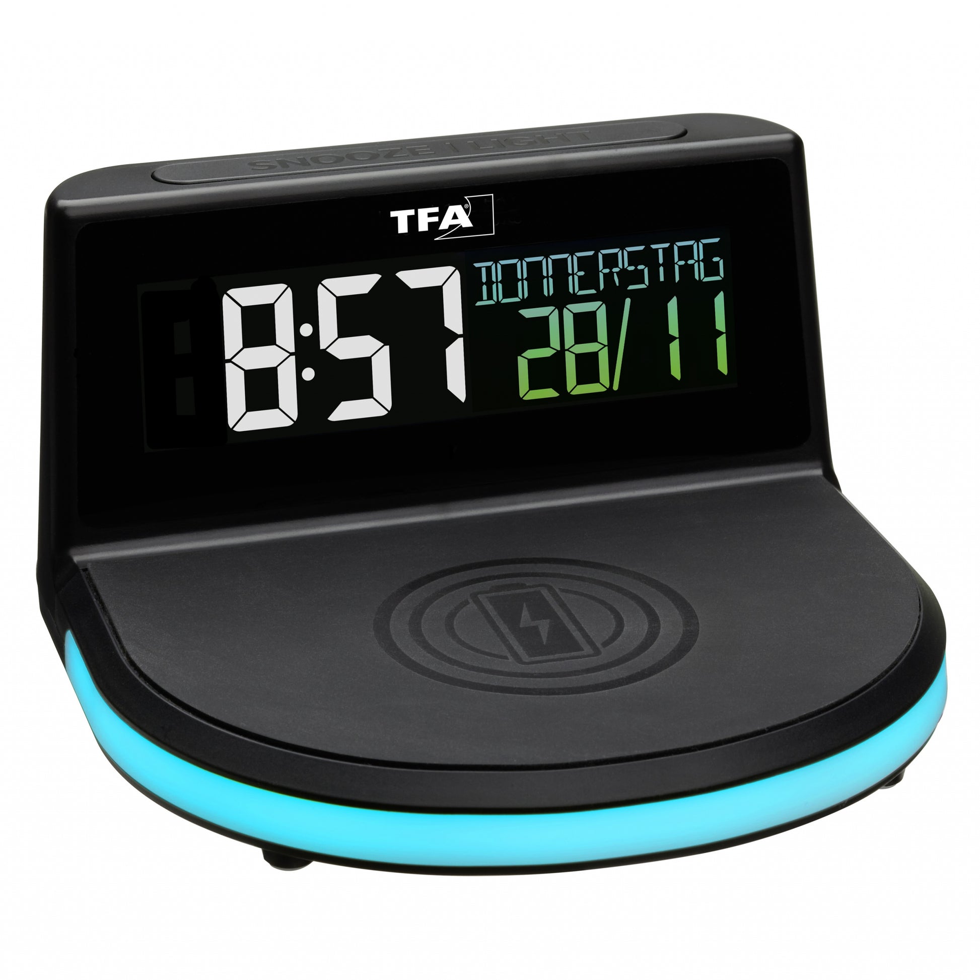 TFA-Dostmann TFA Dostmann Digitalwecker – Funk, Schlummerfunktion, Thermometer, USB, 13,6 × 7,2 × 12,6 cm, Schwarz