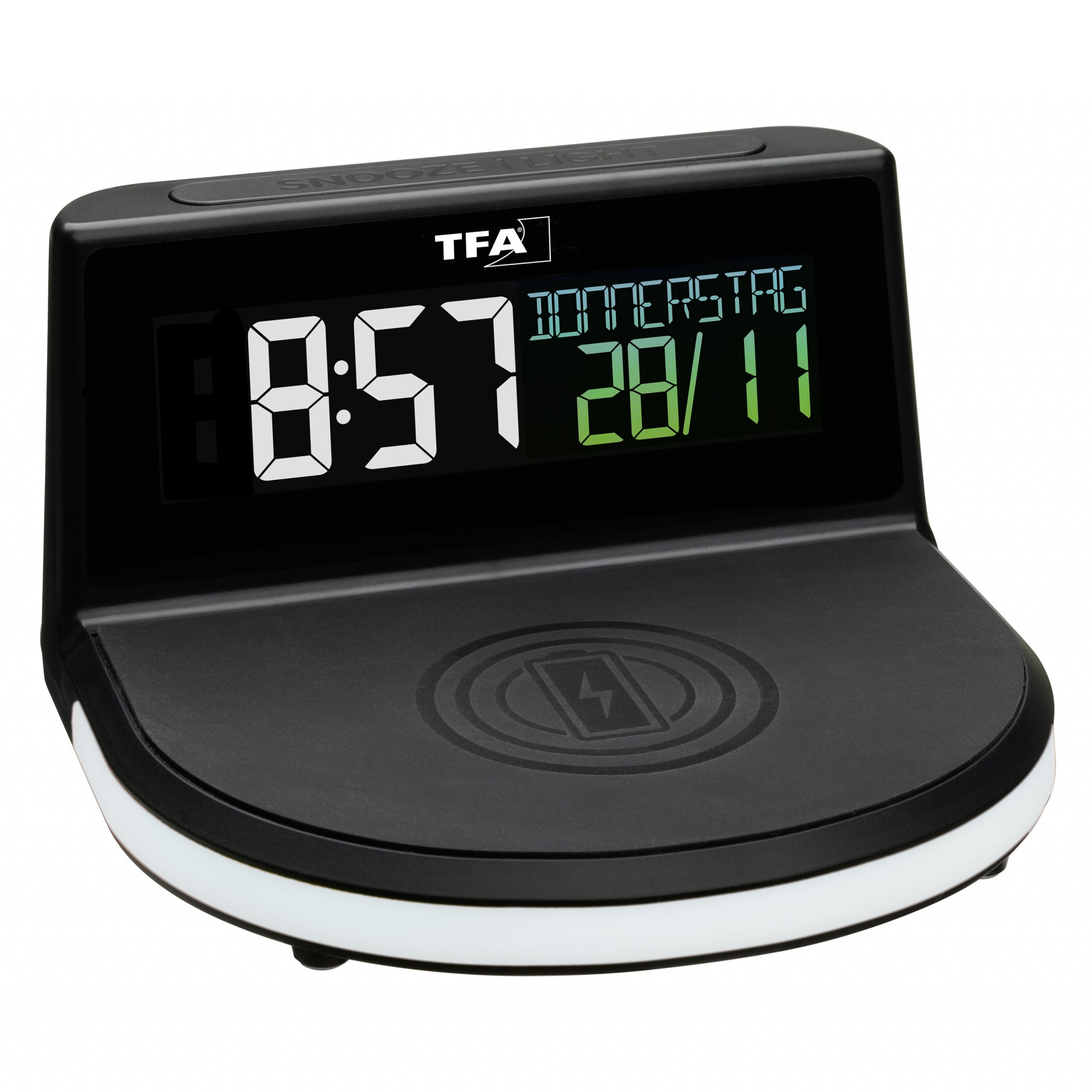 TFA-Dostmann TFA Dostmann Digitalwecker – Funk, Schlummerfunktion, Thermometer, USB, 13,6 × 7,2 × 12,6 cm, Schwarz