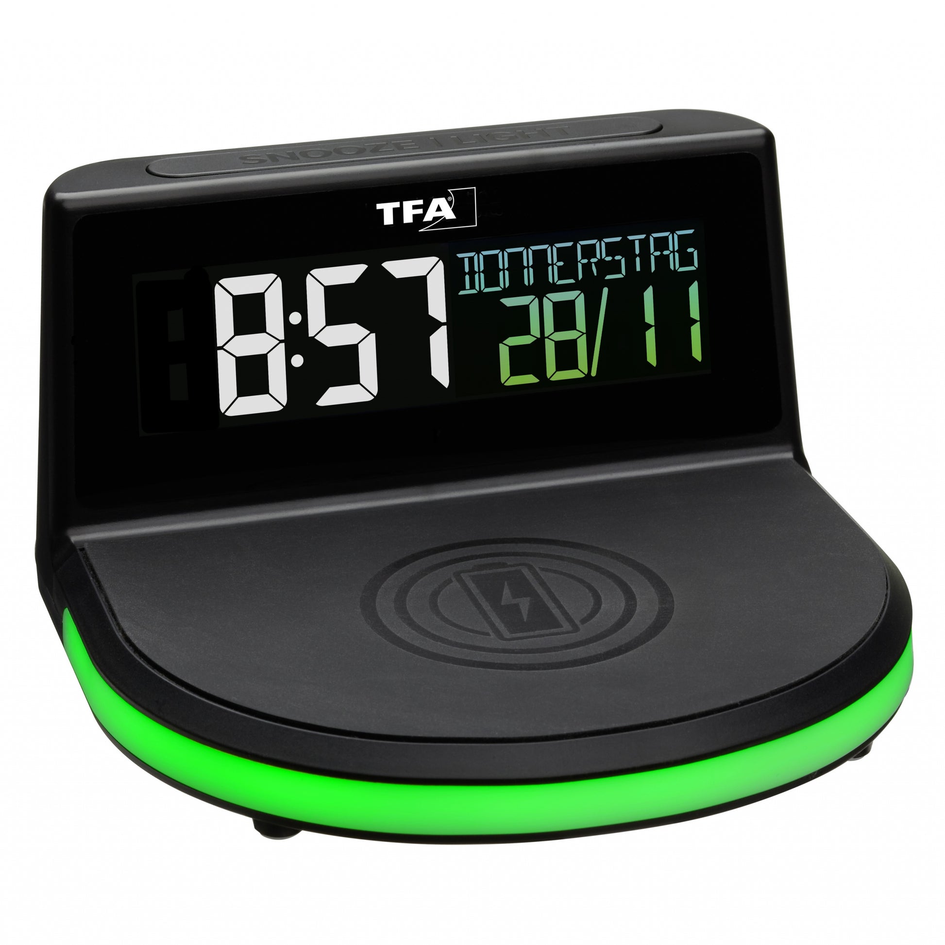 TFA-Dostmann TFA Dostmann Digitalwecker – Funk, Schlummerfunktion, Thermometer, USB, 13,6 × 7,2 × 12,6 cm, Schwarz
