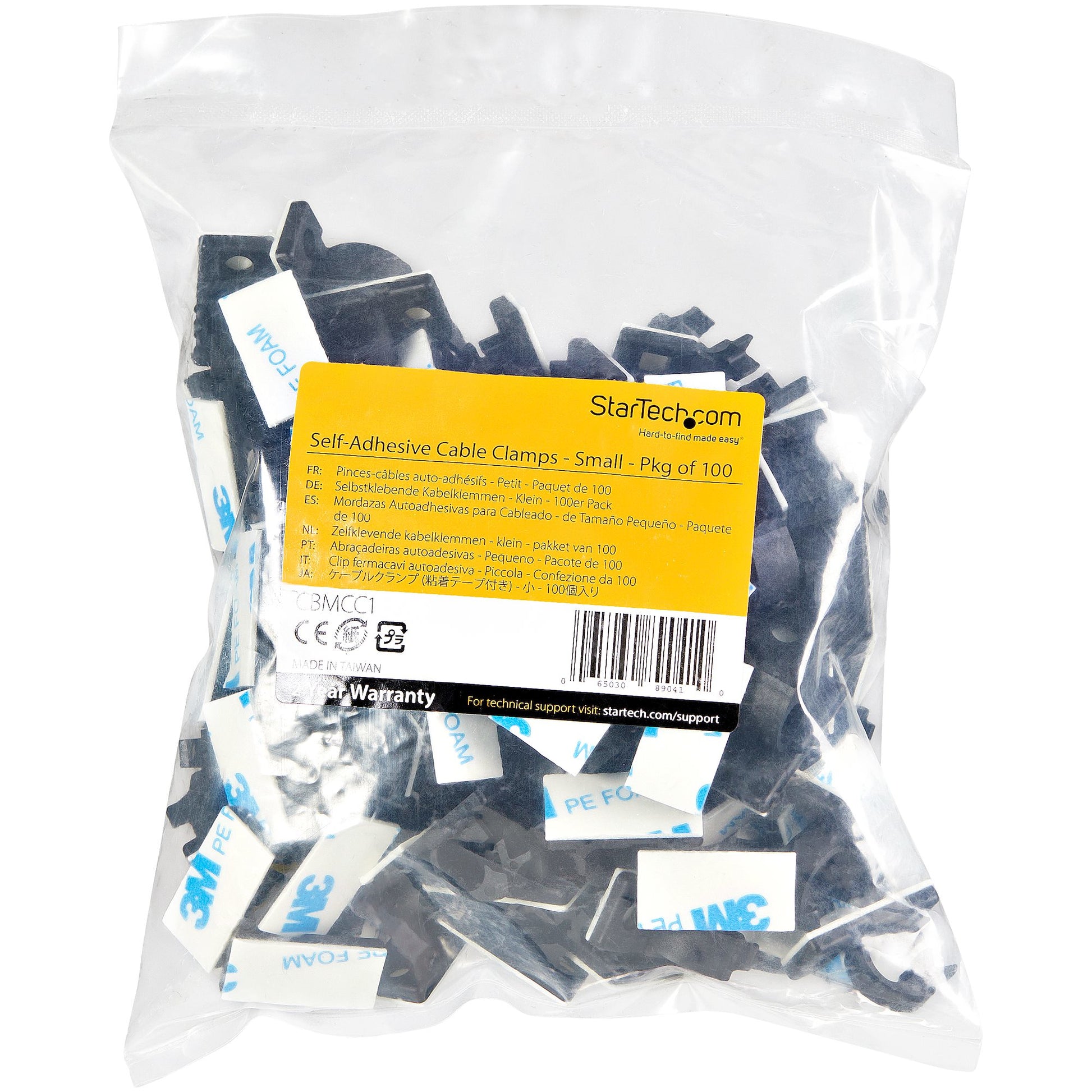 StarTech.com Kabel-Clip – selbstklebend, bis Ø 5,5 mm, 100 Stück, schwarz, 26 × 13 × 12 mm