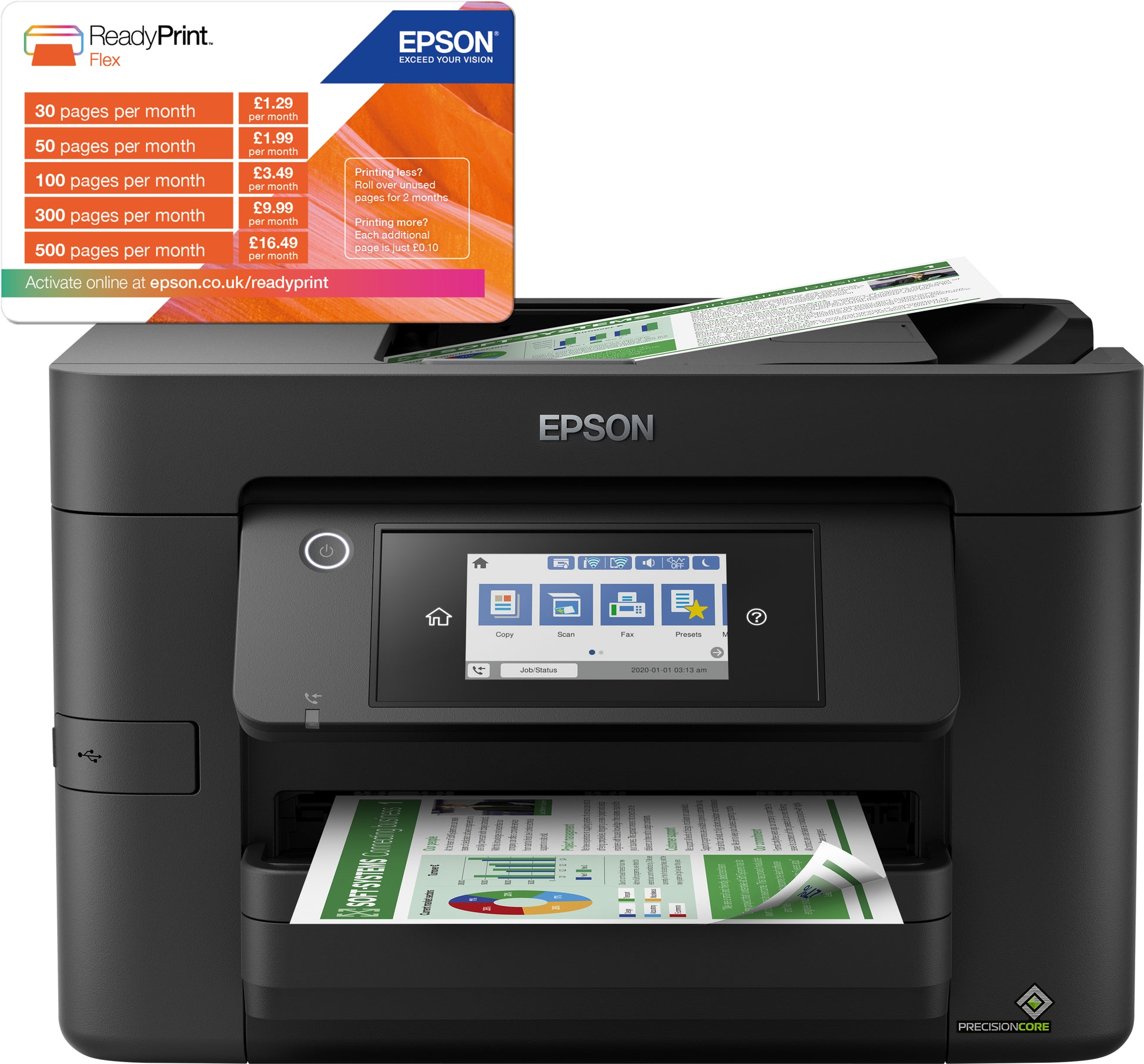 Epson WorkForce Pro WF-4820DWF – Farbiges Tintenstrahl-MFP A4, 4-in-1 – USB/WLAN – Duplex, ADF – 25 ppm S/W