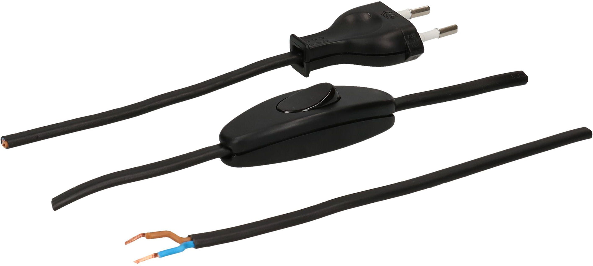 Max Hauri AG Max Hauri Netzkabel – offen–T26, 2 m, H03VVH2-F, 2×0,75 mm², Schwarz