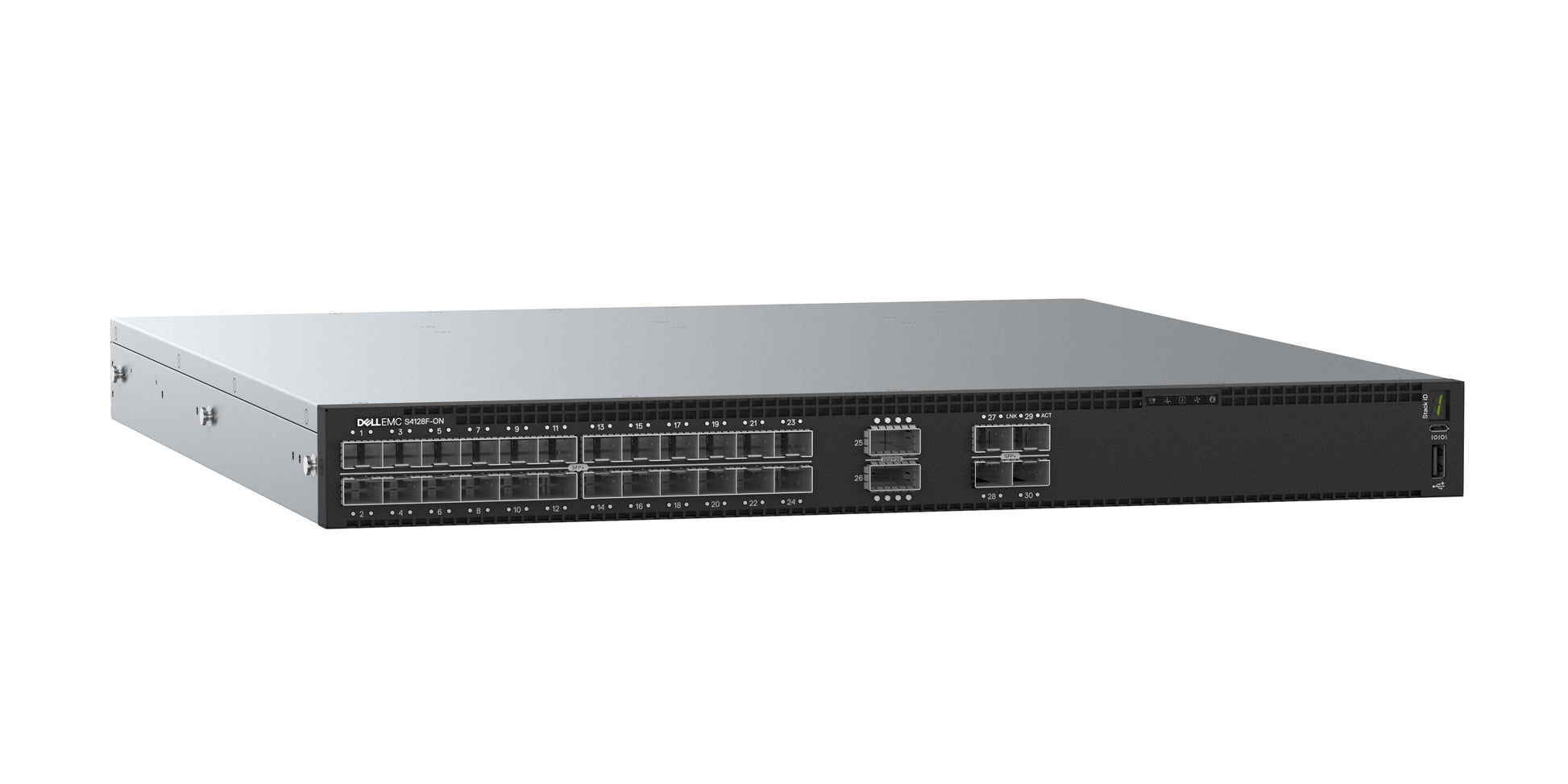 DELL S4128F-ON – Verwalteter L2/L3 Switch – 28× SFP+, 2× QSFP28, 1U, 19", OS10