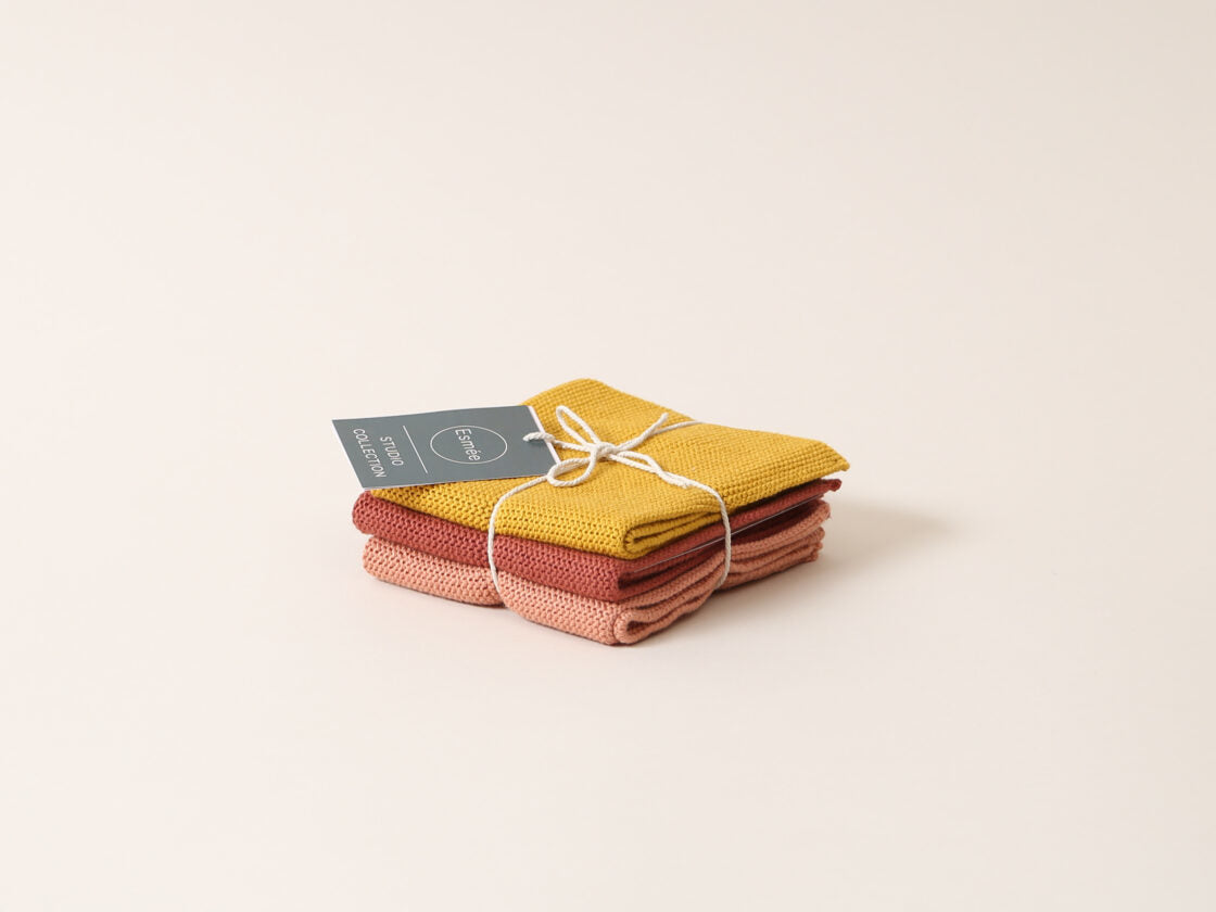 Esmée Reinigungstücher – assortiert – 25 × 25 cm – Baumwolle – 3er-Set
