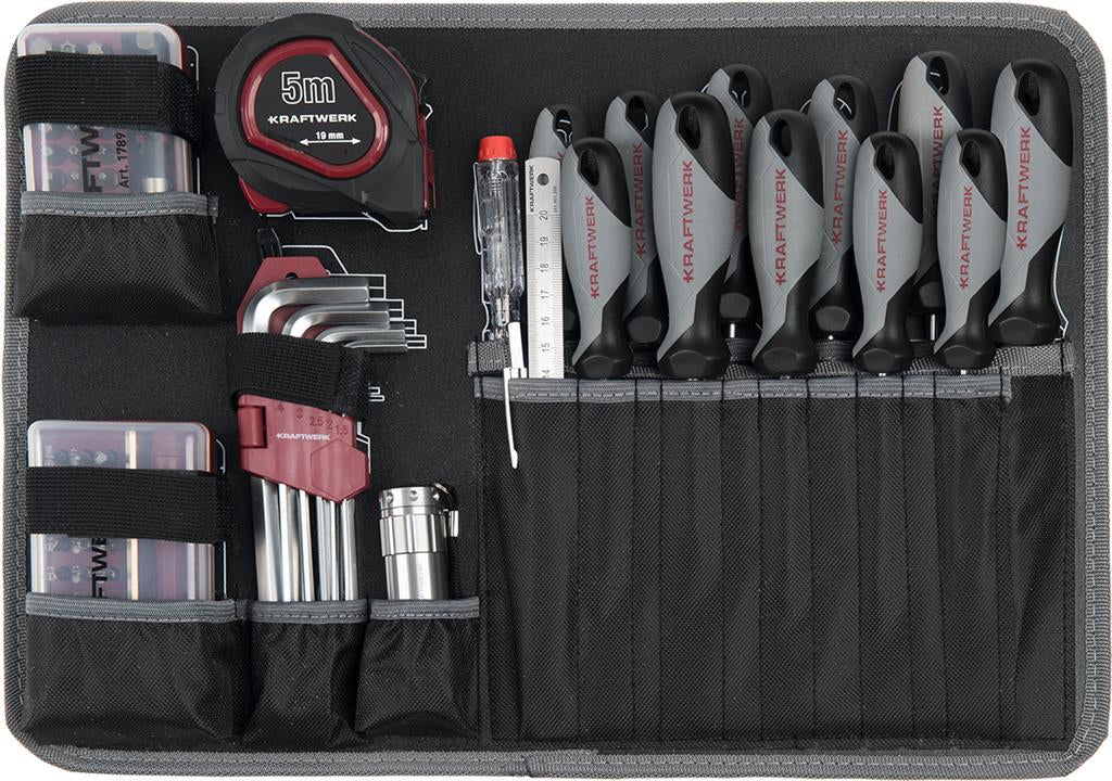 KRAFTWERK Werkzeugkoffer – bestückt, 170-teilig, abschliessbar, schwarz, ABS, B 464 × H 178 × T 370 mm