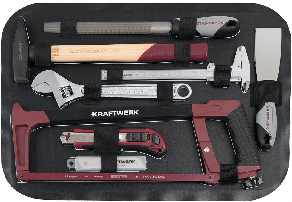 KRAFTWERK Werkzeugkoffer – bestückt, 170-teilig, abschliessbar, schwarz, ABS, B 464 × H 178 × T 370 mm