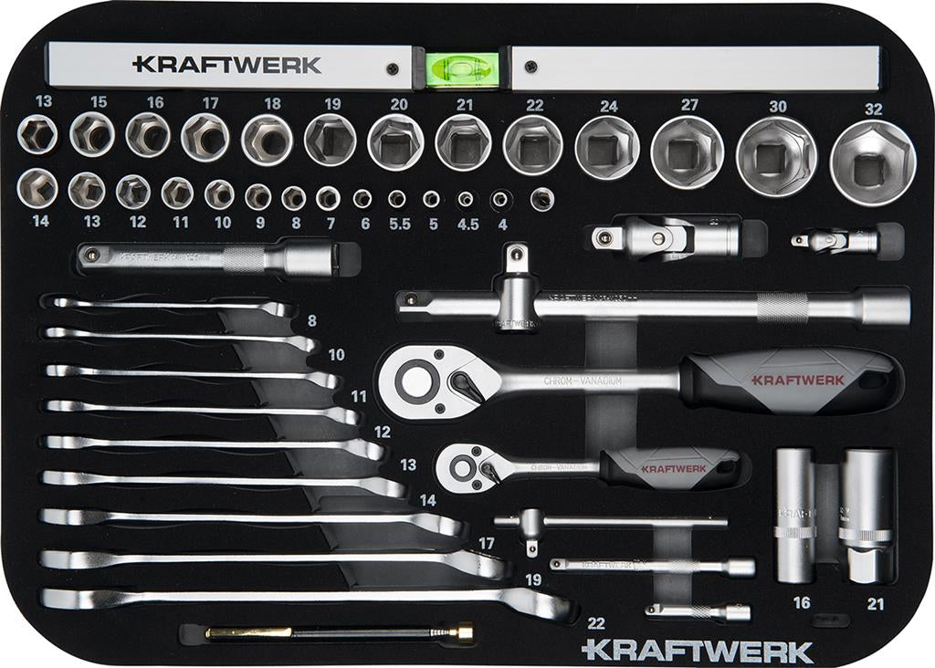 KRAFTWERK Werkzeugkoffer – bestückt, 170-teilig, abschliessbar, schwarz, ABS, B 464 × H 178 × T 370 mm