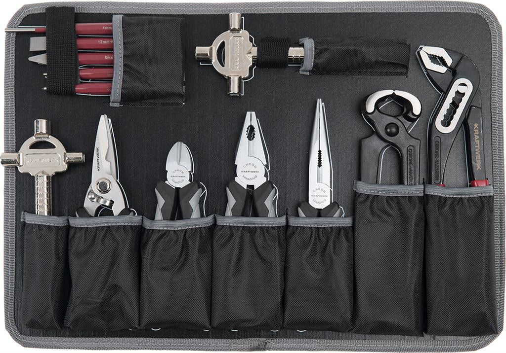KRAFTWERK Werkzeugkoffer – bestückt, 170-teilig, abschliessbar, schwarz, ABS, B 464 × H 178 × T 370 mm