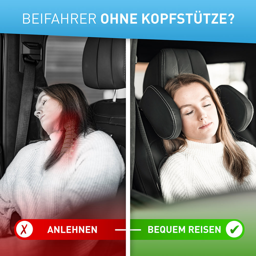 Flipline Kopfstütze – Schaum, Polyurethan (PU) – für Auto – 375×230 mm – schwarz/weiss