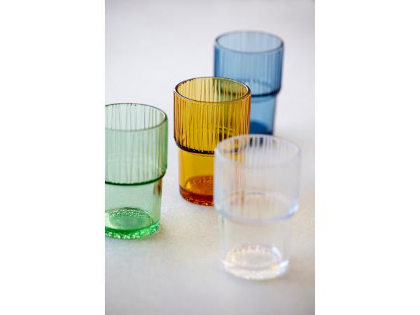 BITZ Latte Macchiato Glas – 4er Set, 380 ml, H 12,5 cm, Glas, Blau, spülmaschinenfest
