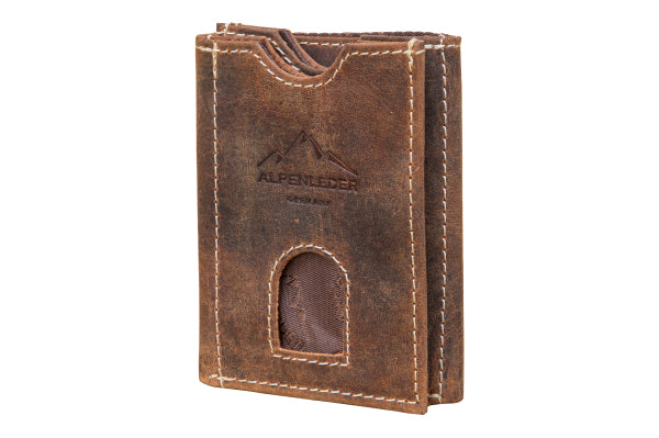 Alpenleder Brieftasche Pocket – 60 × 105 × 15 mm – Old Havanna – Leder