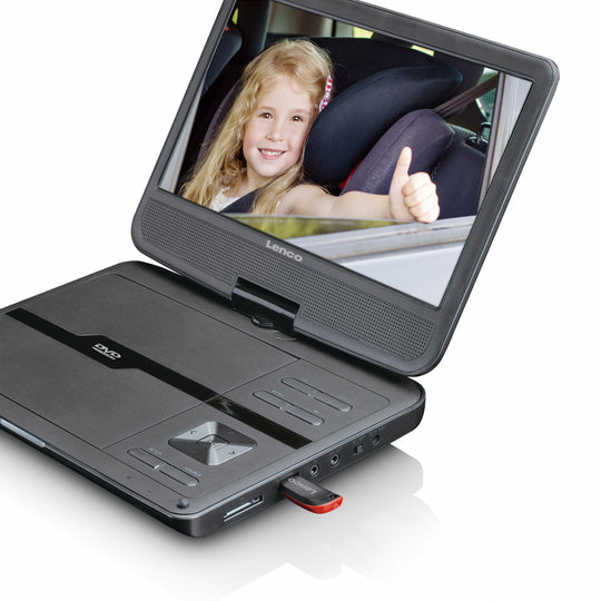 Lenco DVP-1046BK – 10,0" 1024 × 600 Portabler DVD-Player, Schwarz