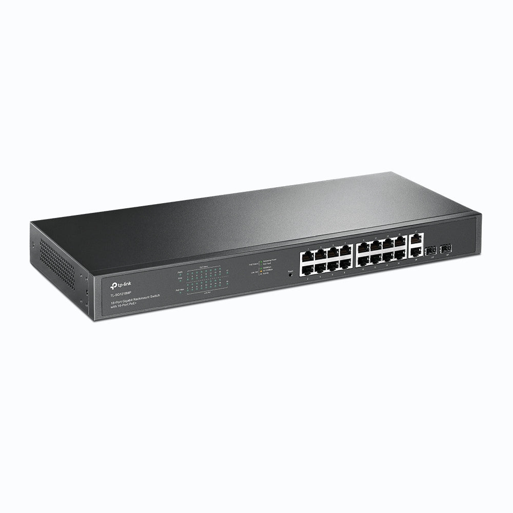 TP-Link TL-SG1218MP – Switch – 18×GbE, 2×SFP, PoE+ 250 W, 1U