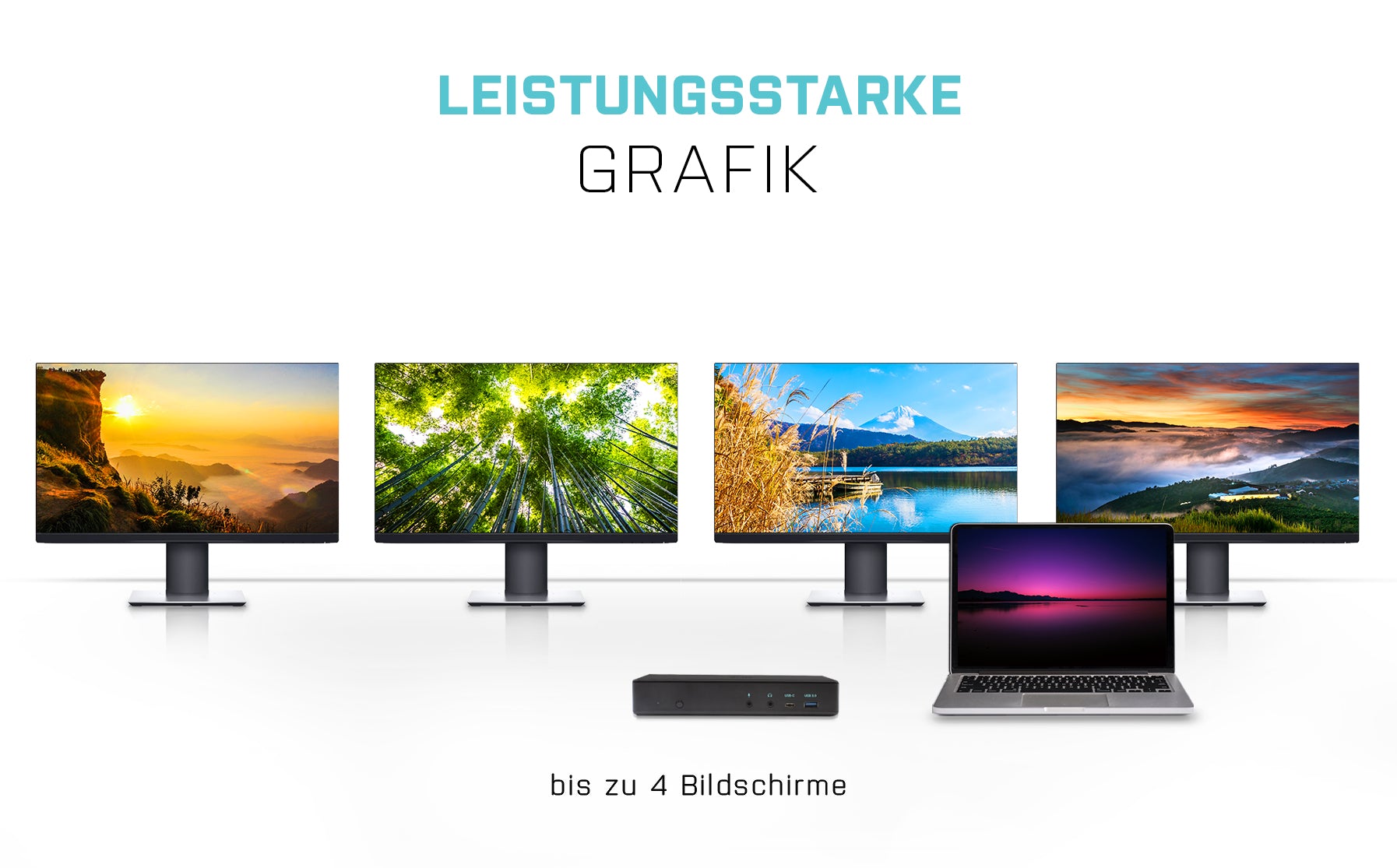 i-tec Quattro Dockingstation – USB-C, 2× DP, 2× HDMI, 5× USB-A, 2× USB-C, 85 W PD, GbE, für Windows/Mac/Linux