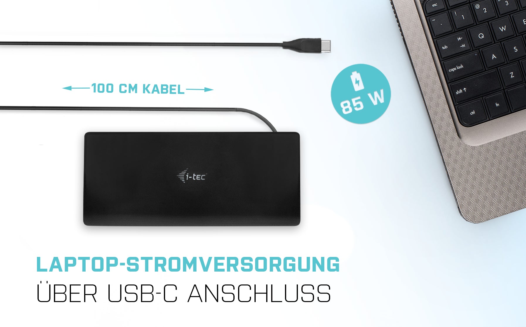 i-tec Quattro Dockingstation – USB-C, 2× DP, 2× HDMI, 5× USB-A, 2× USB-C, 85 W PD, GbE, für Windows/Mac/Linux