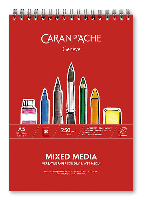 Caran d-Ache Caran d'Ache – Skizzenblock A5, 250 g/m², 20 Blatt, satiniert, spiralgebunden, säurefrei, FSC, EcoPlus