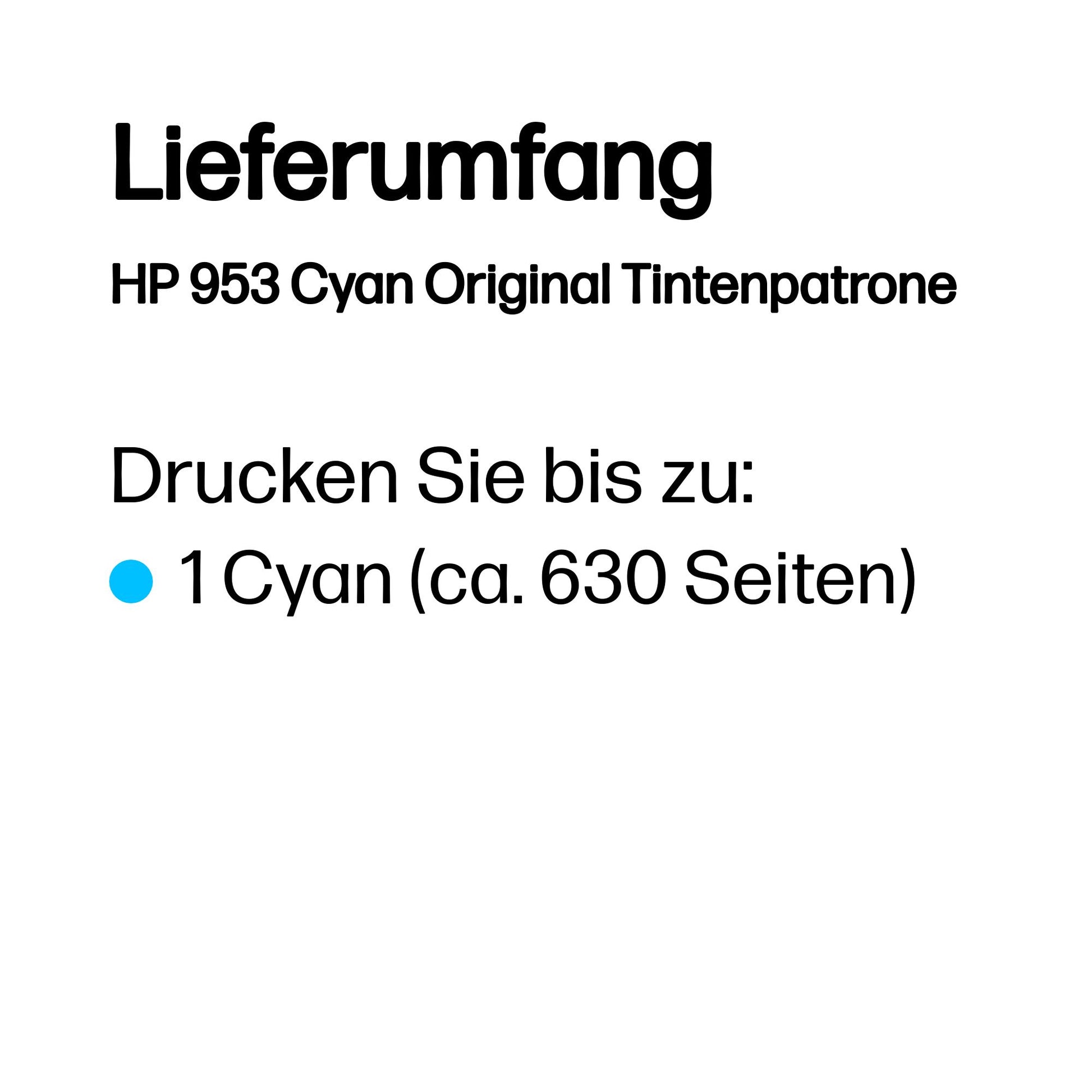 HP 953 Cyan Tintenpatrone (Original) – 630 Seiten – für OfficeJet Pro 7720/7730/7740, 8210, 8720/8730