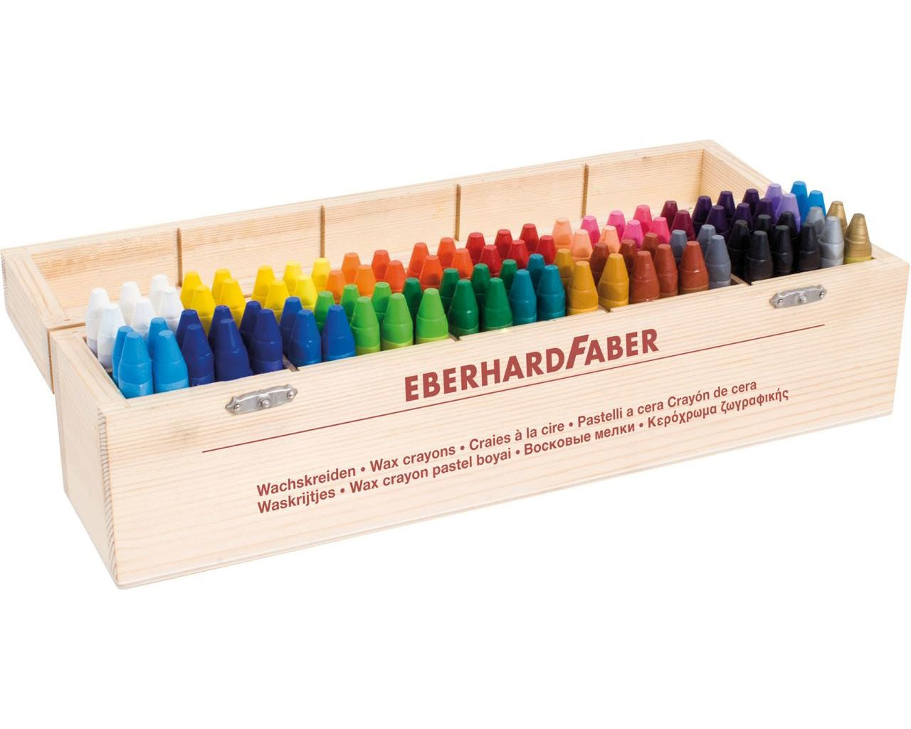 Eberhard Faber Wachsmalstifte COLORI – Dreikant, Minen-Ø 13 mm, 100 Farben, in Holzbox