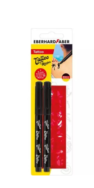 Eberhard Faber Non-Permanent Marker Tattoo Marker – Rundspitze – Schwarz – 2er-Set – Wasserlöslich