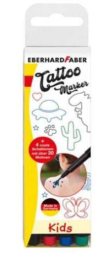 Eberhard Faber Non-Permanent Marker Tattoo – Rundspitze – Sortiert – 4er-Set – Wasserlöslich