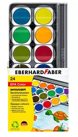Eberhard Faber WINNER Deckfarbkasten – 24 Farben (inkl. Deckweiss 7,5 ml)