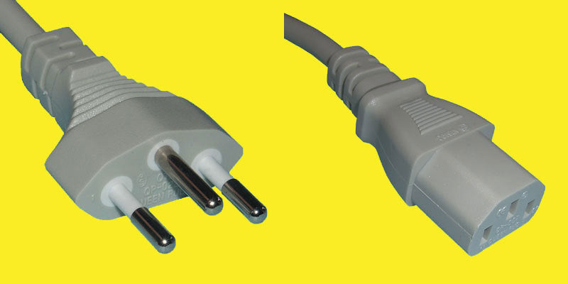 Diggelmann Netzkabel, T12 auf IEC C13, 250 V, 3 m, Hellgrau, SPCGI10-3